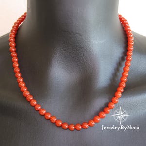 Red Yemeni Agate Necklace, Unisex Beaded Necklace, Handmade Protection Stone Necklace, Bold Red Gemstone, Root Chakra Crystal Necklace