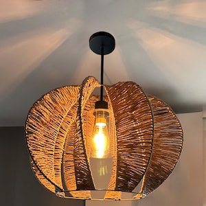 WINGS Handcrafted Craft Paper Ceiling Lamp,Neutral Recycled Lighting Fixture,Coastal Kitchen,Dinner Table,Interior Ceiling Light,Chandelier