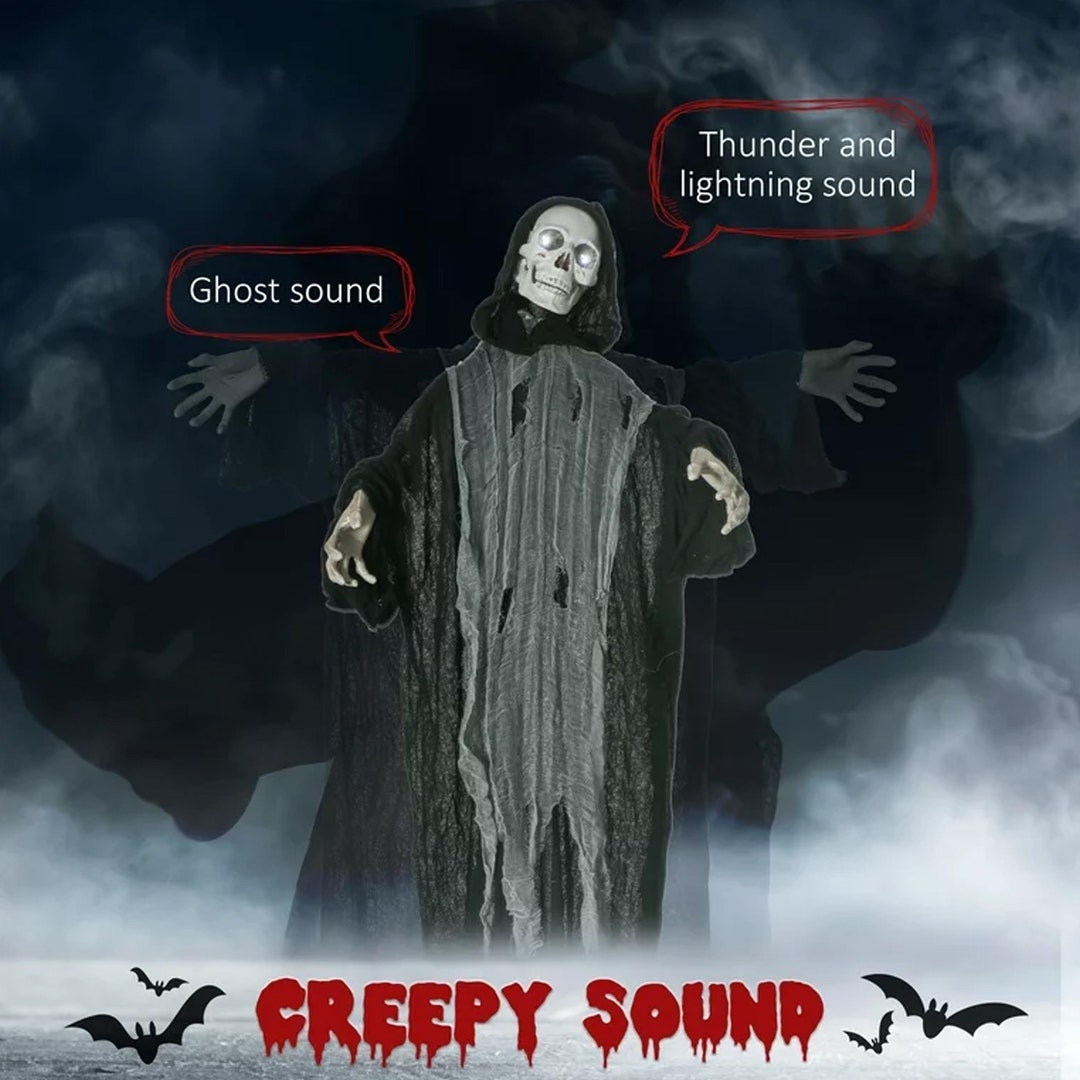 Outdoor Halloween Decorations Animated Grim Reaper With Sound Etsy