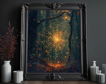 Forest Spiderweb Art Print: Victorian Gothic Halloween Decor (Digital Download)