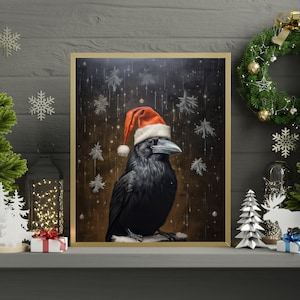 Santa Crow Wall Art | Classic Christmas Print | Christmas Card | Christmas Decor | Christmas Wall Art | Holiday Decor | Printable Wall Art