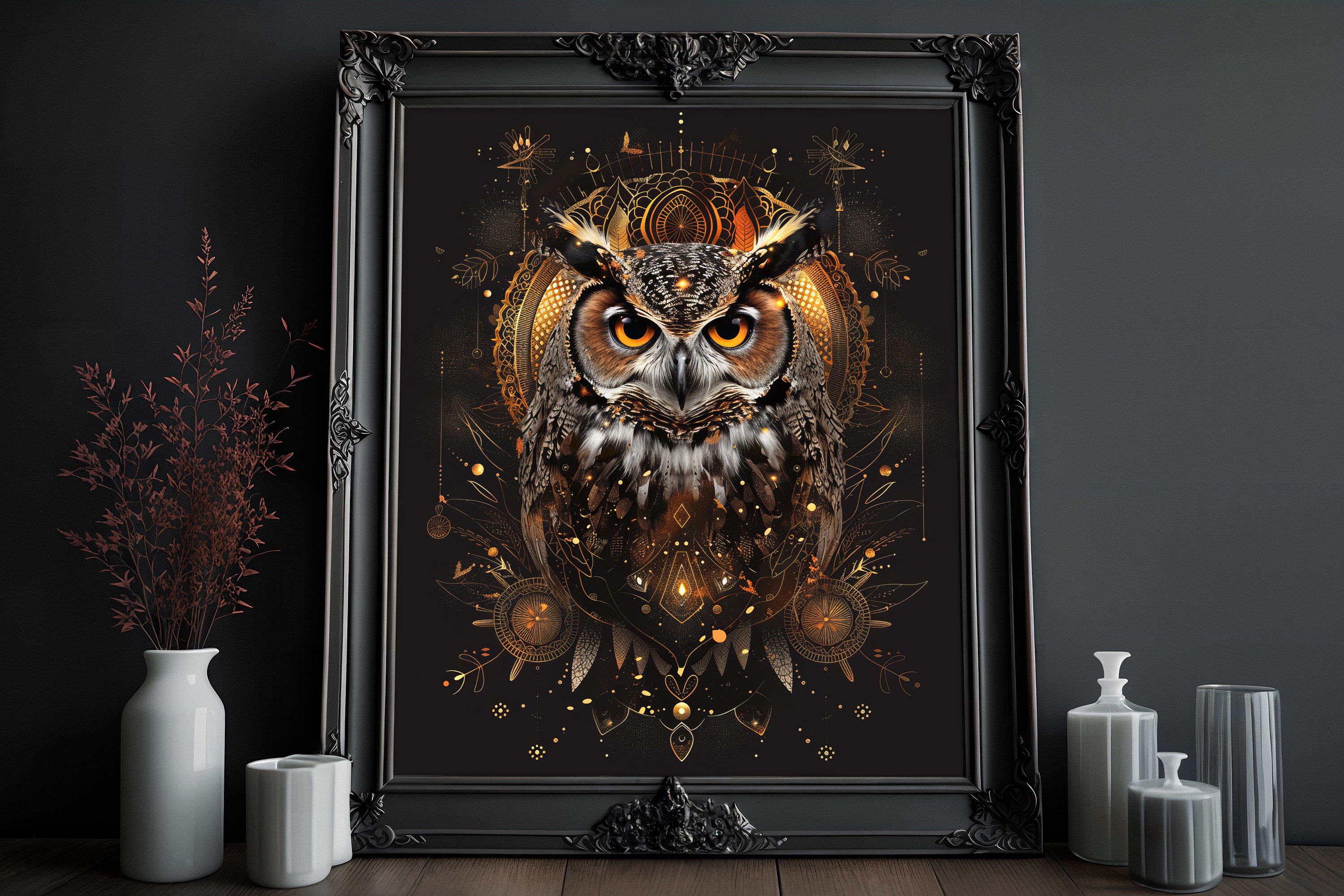 Victorian Gothic Owl Art Print: Dark Academia Decor (Digital Download)