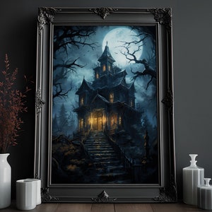 Witch House Painting | Victorian Gothic | Mystic Art | Creepy Goth Wall Art | Vintage Oil Painting | Occult Art Print | Dark Home Decor