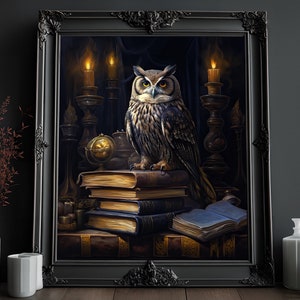 Victorian Gothic Owl Print: Vintage Oil Painting Style (Digital Download)