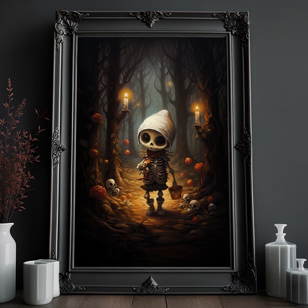 Halloween Skeleton Print: Dark Academia Wall Decor (Digital Download)