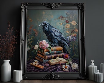 Victorian Raven Print: Gothic Dark Academia Art (Digital Download)