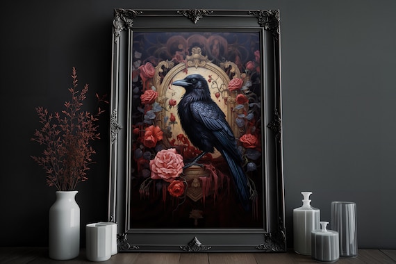 Victorian Gothic Raven Print: Dark Occult Wall Art (Digital Download)