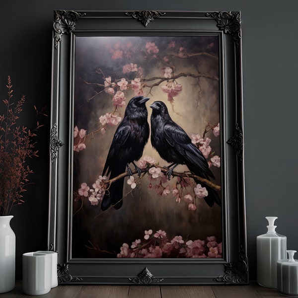 Crows | Dark Cottagecore Wall Art | Dark Academia Decor | Witchy Decor | Moody Wall Art | Whimsigoth Art | Goth Aesthetic |Gothic Home Decor