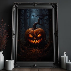 Halloween-Druck, Kürbis, Halloween-Wandkunst, Gruseliger Kürbis, Gruseliger Druck, Kürbisdruck, Horrorkunst