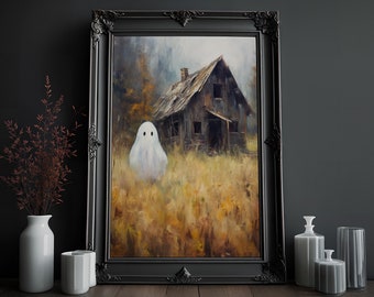 Ghost in Meadow Print: Dark Wall Art (Digital Download)