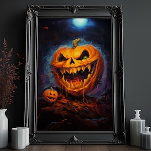 Halloween-Druck, Kürbis, Halloween-Wandkunst, Gruseliger Kürbis, Gruseliger Druck, Kürbisdruck, Horrorkunst