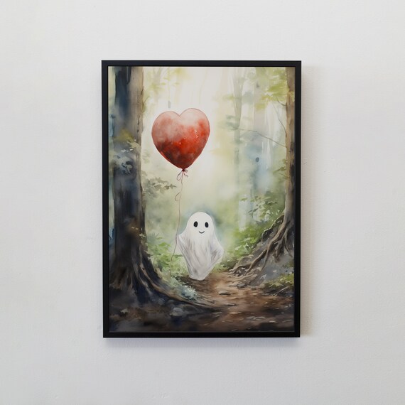Cute Ghost Painting | Watercolor Ghost Painting | Cute Horror | Watercolor Ghost Print | Watercolor Ghost Printable | Cute Ghost Print