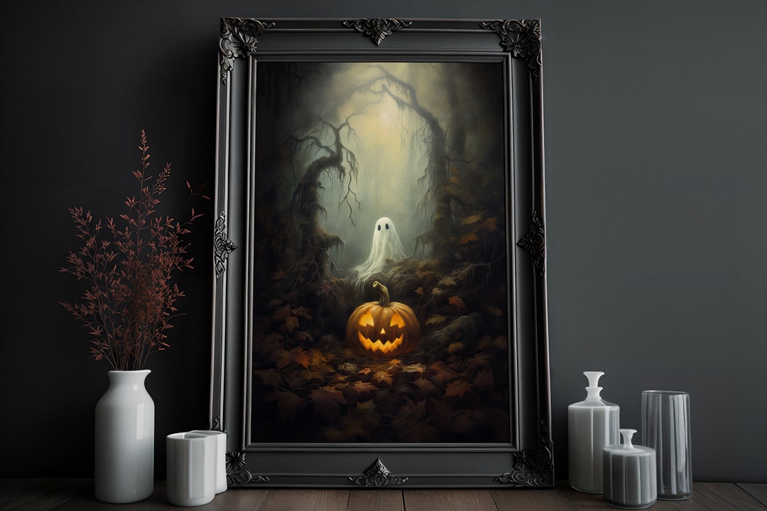 Cute Ghost in Forest Print Gothic Art Vintage Oil Painting - Etsy