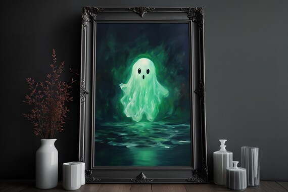 Emerald Ghost Print: Dark Academia Halloween Wall Decor (Digital Download)