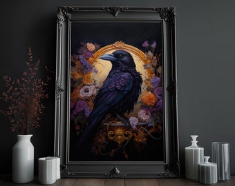 Victorian Raven Print: Dark Gothic Home Decor (Digital Download)