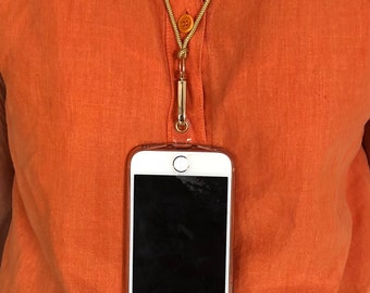 Removable phone strap with universal support (“golden” cord 3mm in diameter or cord 5mm in diameter)