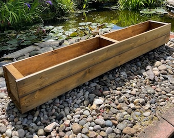 Wooden Planters Outdoor Flower Container Pots Veg Boxes Plant Shrub Tan Brown 4 Sizes Available Fully Assembled