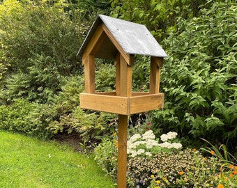 Wooden Bird Table Wild Garden Birds Feeder Free Standing Feeding Station Ready Made