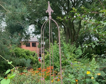 Garden Obelisk Climbing Metal Support Plants Vines Flower Roses Steel Trellis Outdoor Cage Frame Vintage Design 2m Tall