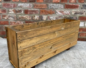 Handmade High Wooden Planter Herb Box Patio Tall Trough Plant Flower Pot