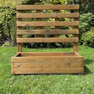 Wooden Garden Planter with Trellis Plant Support Screen Wooden Outdoor Patio Modern Heavy Duty Large