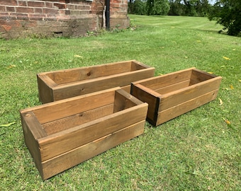 Wooden Planters Window Boxes Balcony Flower Containers Kitchen Garden Herb Tubs Pots 3 Sizes Available Fully Assembled