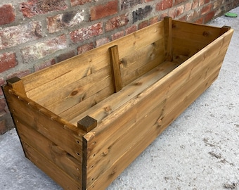 Extra Large Wooden Garden Planter Outdoor Flower Jumbo Pots Veg Boxes Plant Shrub Brown