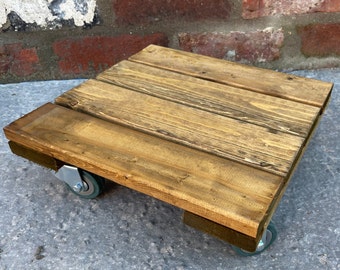 Plant Pot Caddy Wooden Mover Trolley Wheels Garden Planter Stand casters Heavy Duty