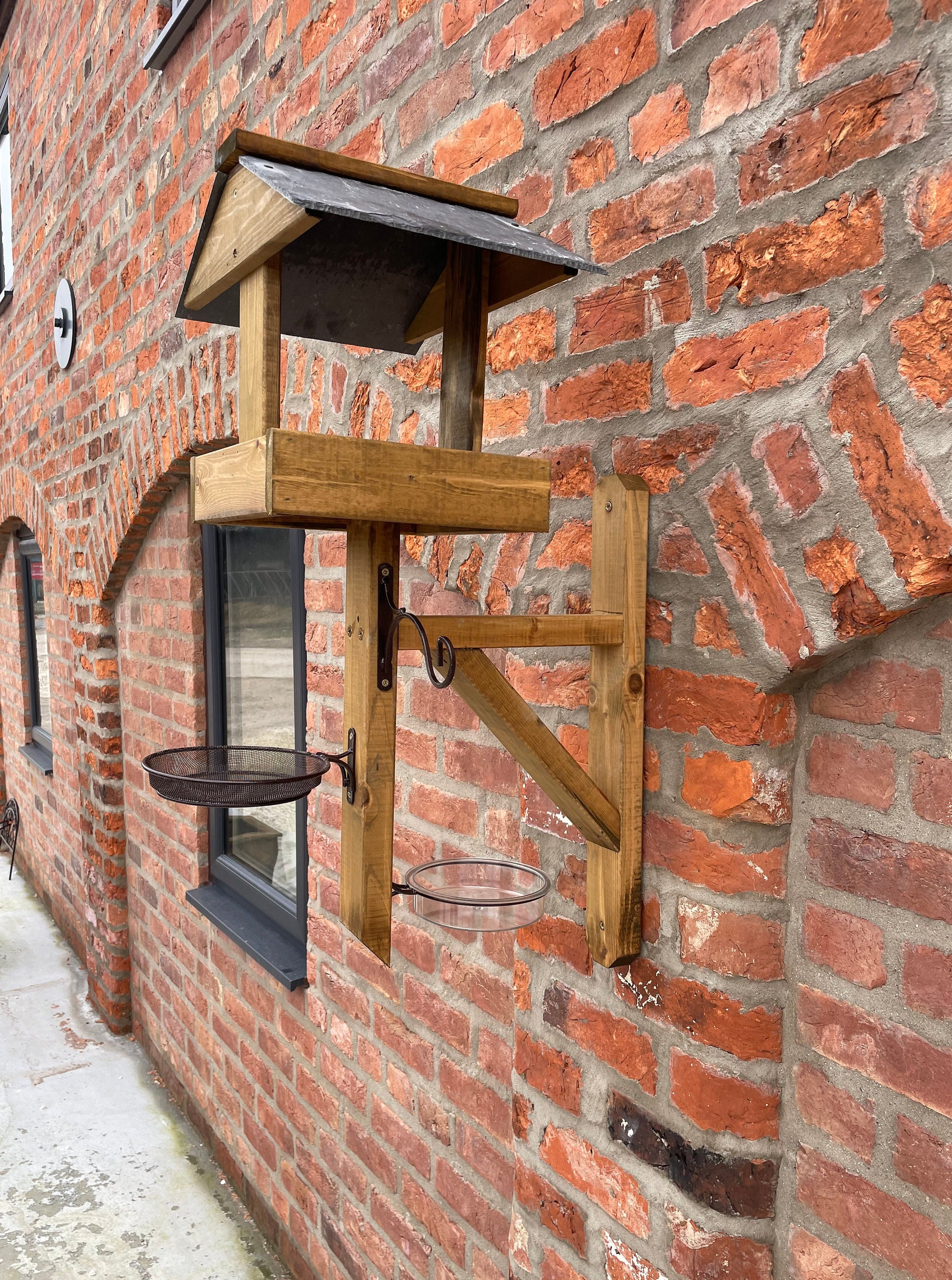 Wooden Wall Mounted Bird Table Bird Feeding Station Fence Etsy UK