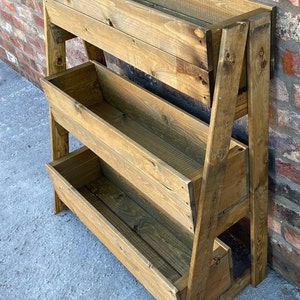 Wooden Raised 3 Tiered Planters Free Standing Ladder Herb Flower Plant Boxes High Vertical Large