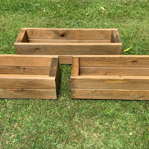 Wooden Planters Window Boxes Balcony Flower Containers Kitchen Garden Herb Tubs Pots 3 Sizes Available Fully Assembled