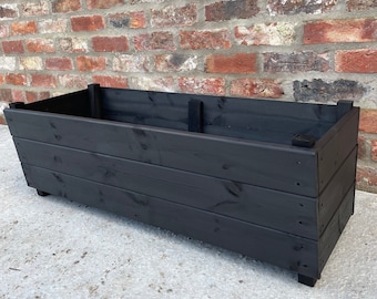 Extra Large Wooden Vegetable Planter Outdoor Flower Pots Veg Boxes Plant Shrub Black Ash