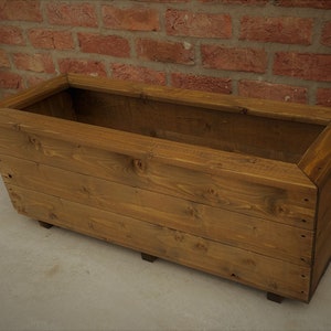 Wooden Garden Vegetable Tub Planter Trough Planter Rustic Pot Bed Box Rectangle Heavy Duty