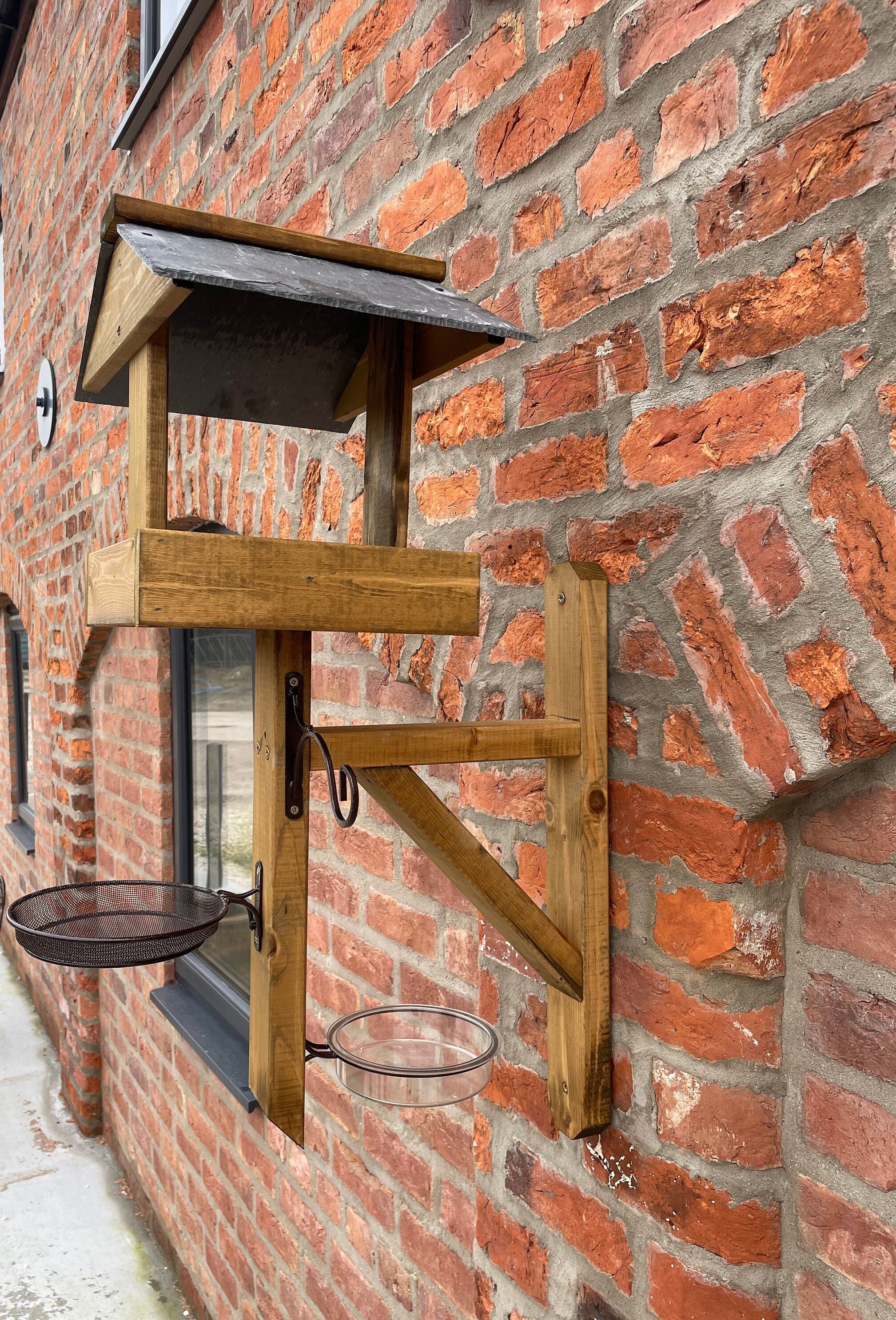 Wooden Wall Mounted Bird Table Bird Feeding Station Fence Etsy UK