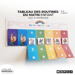 Routine du matin à Imprimer pour les Enfants en Français - Tableau routine journalière Montessori - Maternelle - Morning routine