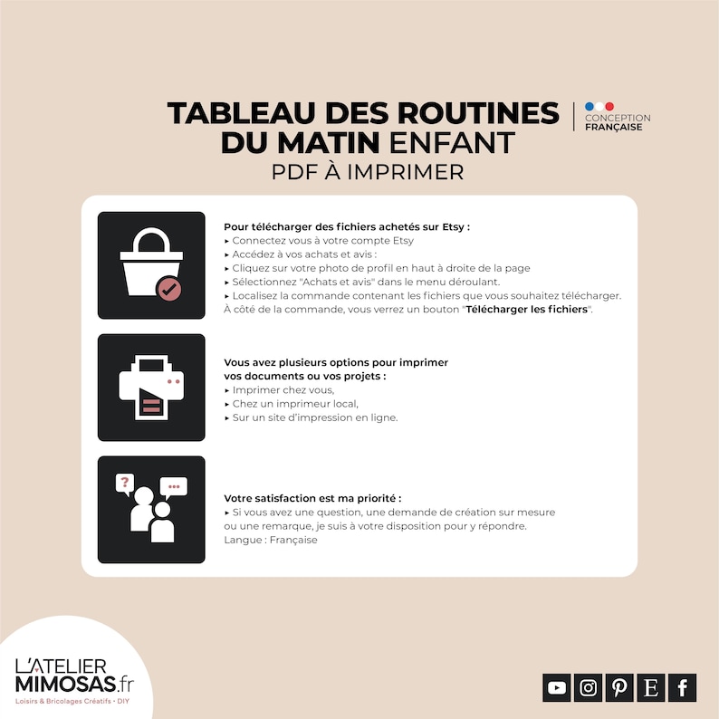 Routine du matin à Imprimer pour les Enfants en Français - Tableau ...