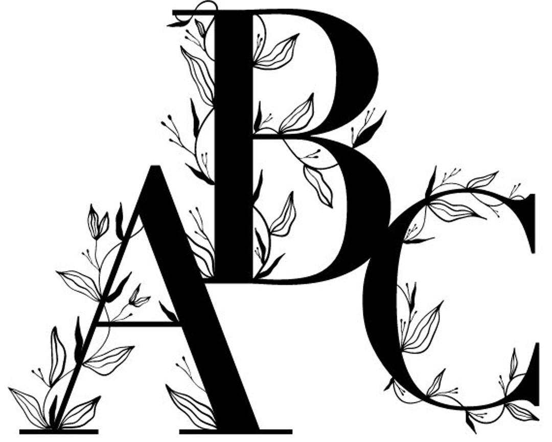 Floral Letter A to Z Png, Jpg, Alphabet Set, Instant Download, Monogram ...