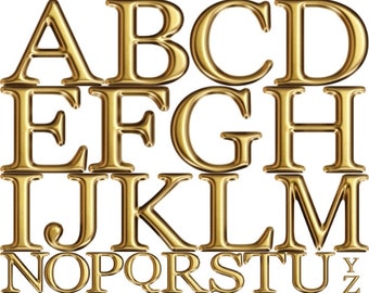 Gold Letter A to Z Alphabet, Set, Png, Jpg, Alphabet Clipart, Png Gold Letter, Instant Download