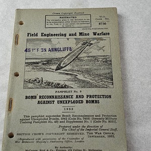Vintage Field Engineering Pamphlet No 9 Protection Against Unexploded Bombs 1952 Reprinted 1992 Collectable WWII Collector Soft Cover Book