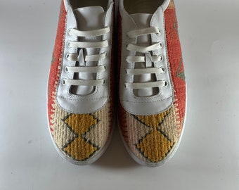 EU 40-US 9 Kilim Sneakers,Kilim Shoes,Sneakers for Women,Handmade Kilim Shoes,Handmade Sneakers,Unique Sneakers,Women's Kilim Sneakers