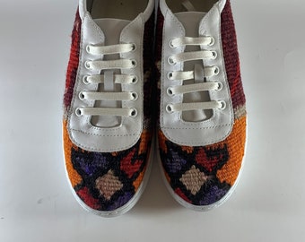 EU 37-US 6.5 Kilim Sneakers,Kilim Shoes,Sneakers for Women,Handmade Kilim Shoes,Handmade Sneakers,Unique Sneakers,Women's Kilim Sneakers