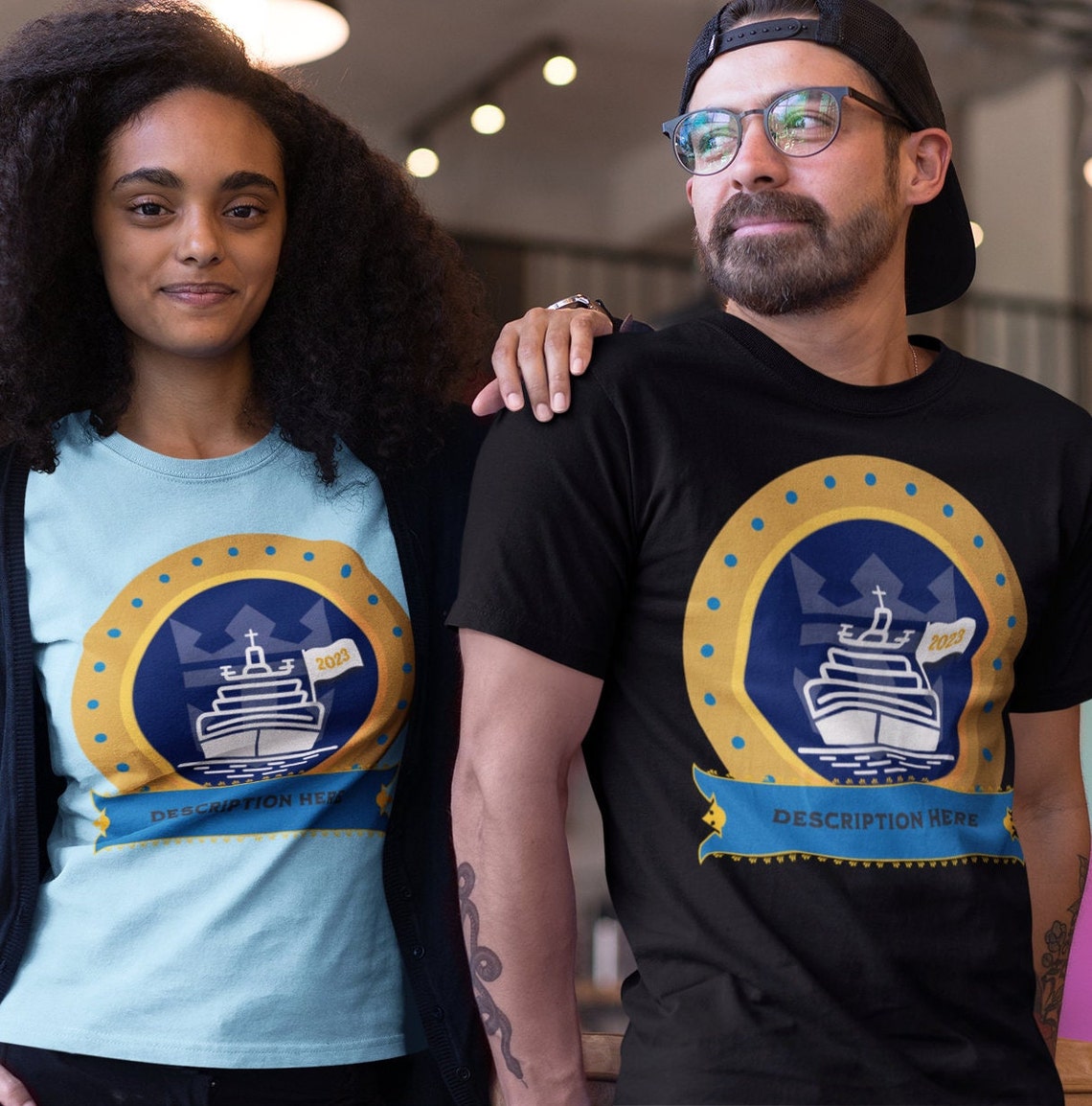 ROYAL CARIBBEAN Fish Cruise Liner Graphic Souvenir Spellout T-Shirt