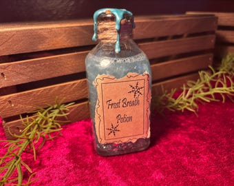 Poción de aliento helado: accesorio de DnD, exhibición para TTRPG, botella decorada