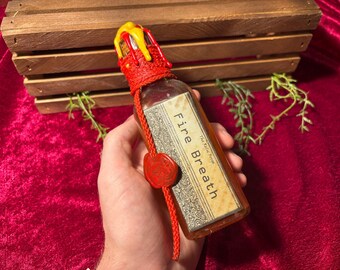 Poción de aliento de fuego: accesorio de DnD, exhibición para TTRPG, botella decorada