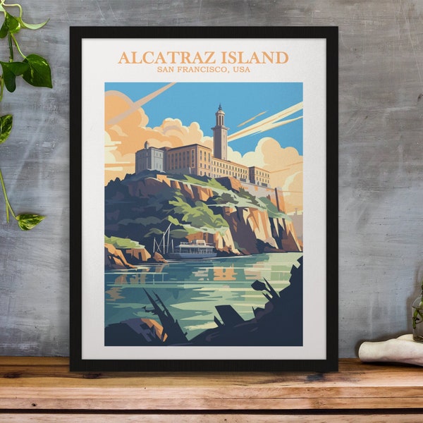 Travel Poster | San Francisco Print |  Alcatraz Island | Destination Poster | living room Wall art | Honeymoon Present | Wedding Gift
