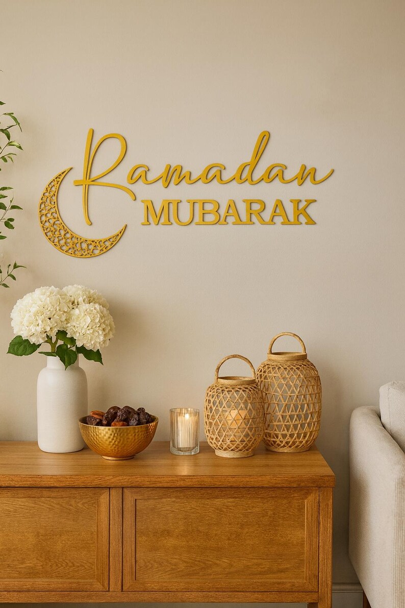 Ramadan Mubarak Wandschild - 3D Islamische Wanddekoration für Ramadan Zuhause Bild 6