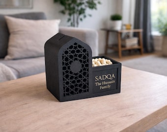 Sadqa & Tasbeeh Box | Islamic Charity Donation Box | Personalised Family Sadaqah Box | Ramadan and Eid Gift | Home Islamic Decor