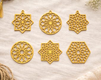 Ramadan Tree Ornaments Set of 6 | Islamic Geometric Decorations | Eid & Ramadan Home Decor