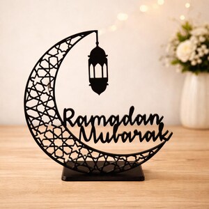 Ramadan Mubarak Table Decoration | Islamic Crescent Moon Centerpiece | Eid Ramadan Decor | 3D Printed Ramadan Gift | Muslim Home Decor image 2