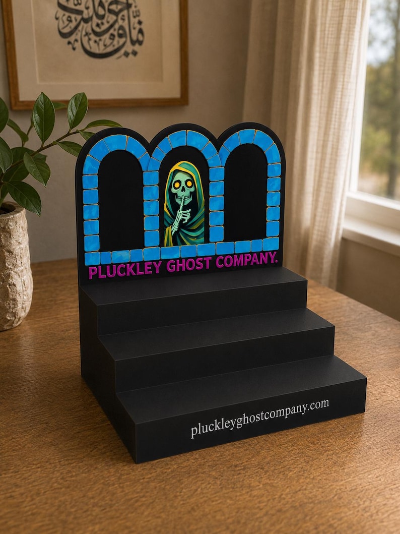 Custom 3D Printed Tiered Display Stand with Steps | Counter Display | QR Code & Logo Custom Stand | Retail or Event Display image 4